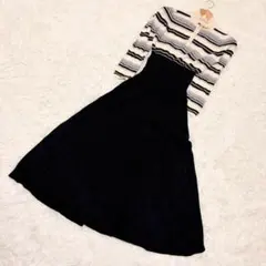 NATURAL BEAUTY BASIC ニットワンピース 襟付き ボーダー