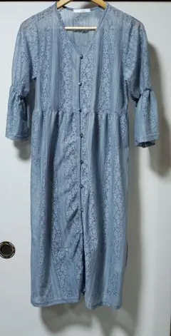 しまむら　Amista 　レース ロングカーディガン ブルー　Мサイズ