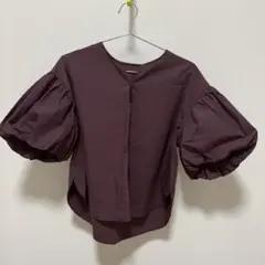 【美品】NATURAL BEAUTY BASIC ボリュームスリーブブラウス　紫