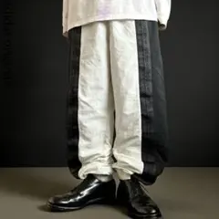 美品 adidas originals ロゴテープ ワイドナイロントラックパンツ