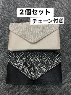 ストーン装飾エンベロープ型パーティーバッグ2点セット