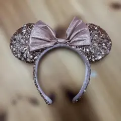 ピンク スパンコール ミニー耳カチューシャ
