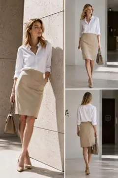 S MAXMARA ベージュ タイトスカート シンプル 無地 オフィスカジュアルのサムネイル