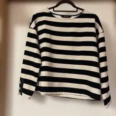 ZARA BASIC ストライプ長袖トップス Mサイズ