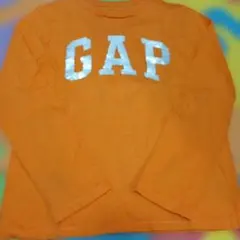 GAP キッズ 長袖カットソー オレンジ スパンコールロゴ