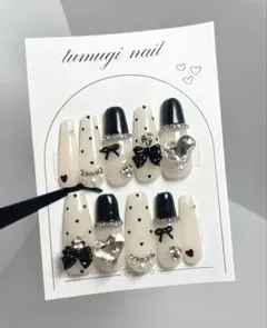 ネイルチップ 量産型 ドット スナ系 ワンホン ガーリー ちゅるん No.82