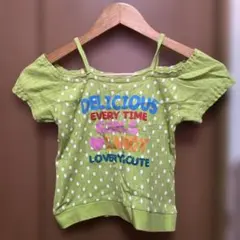 ドット柄オフショルダーTシャツ 110cm~