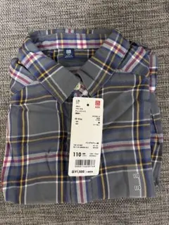 girlsフランネル　チェックシャツ　長袖　グレー　サイズ110 新品未使用