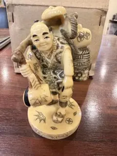室町時代末期〜江戸時代前期頃16センチ程木製木彫彫刻凄まじい虫喰
