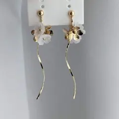 ハンドメイド イヤリング ピアス フラワー 花 ロング ウエディング 結婚式