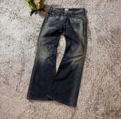 Y2K 00's フレアデニムパンツ 【W27】 ヴィンテージ加工 ローライズ