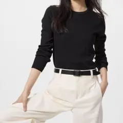 ソフトリブクルーネックT/長袖