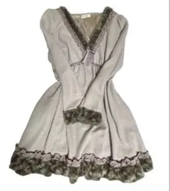 axes femme ファー使いミニワンピース 平成レトロ 森ガール 00s