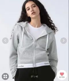 Calvin Klein グレー ジップアップパーカー Mサイズ