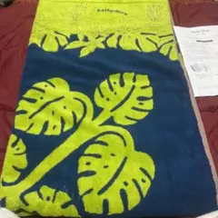 KathyMom タオルケット 青と緑の葉模様新品未使用