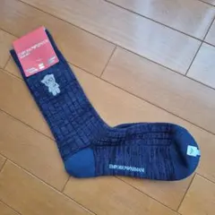 ウール混ソックスEMPORIO ARMANIマンガベア刺繍ネイビー25-27cmのサムネイル