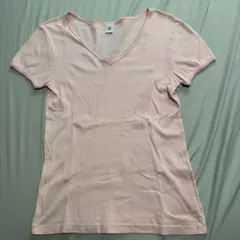 プチバトー　半袖 Vネック Tシャツ ピンクのサムネイル