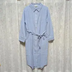 rps　アールピーエス　シャツワンピース　長袖　ストライプ　ブルー　M