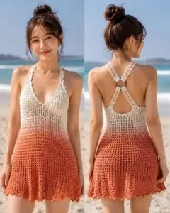 希少 COCO LULU ココルル かぎ編み タンクトップ Y2K オレンジのサムネイル