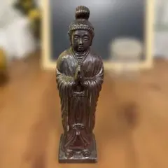 木彫り】観音菩薩像 子供と龍 仏教美術 中国美術 骨董 置物 縁起物