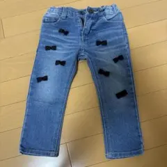 petit main デニムパンツ リボン装飾