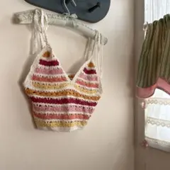 カラフルビスチェ　ポップカラー　三角　かぎ針編み　ニット