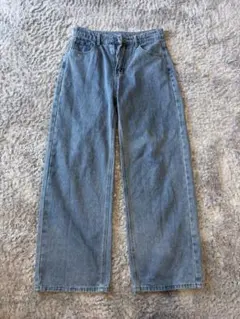 ライトブルーデニムワイドレッグパンツ