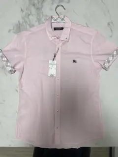 バーバリーブラックレーベル　チェック　ホースマーク　麻　シャツ