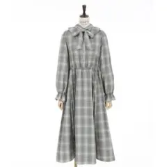 axes femme アクシーズ　長袖　リボン　ワンピース　グリーン