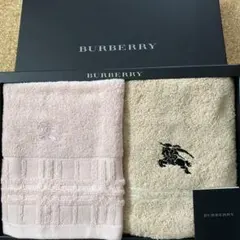 バーバリー フェイスタオル ウォッシュタオル ピンク 刺繍 2枚セット