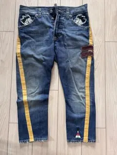レア DSQUARED2デニムパンツ イエロー ストライプ 羽刺繍 - メルカリ