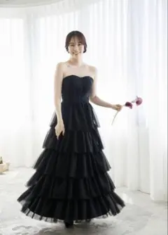 前撮り　ブラックティアードドレスのサムネイル