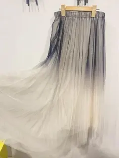 グラデーション チュール　プリーツスカート