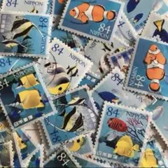 使用済切手　熱帯魚50枚Q44