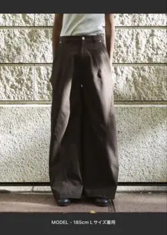 camphor wood スーパーワイドバギーポリエステルスラックス　ブラウン