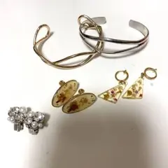 ハンドメイドイヤリング×3 バングル×2 セット