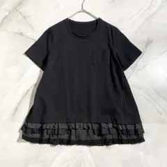 A19669 美品 サカイ AD2019 ペプラムフリル半袖カットソー 黒1のサムネイル