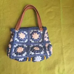 手編みグラニーバッグ 花柄モチーフ