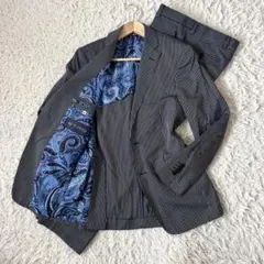 ETRO スーツ シルク×リネン混 ペイズリー裏地 ストライプ セットアップ