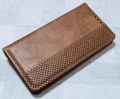 お洒落 手帳型 iPhone7/8/SE 用 ケース PUレザー 市松模様 茶色