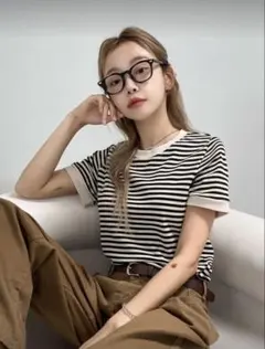 ボーダー　半袖カットソー　XL タイトめ