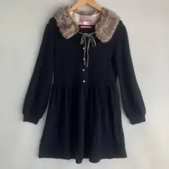 ミニワンピース　ファー付き　黒色　FREE SPIRITS フリーサイズ