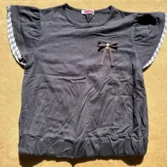 フリル袖リボン付きTシャツ