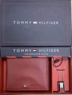 トミーフィルフィガー 財布 パスケース 二つ折りレッドTommyHilfiger