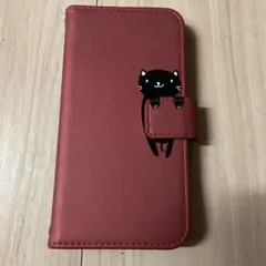猫デザイン 赤 手帳型ケース　iPhone11