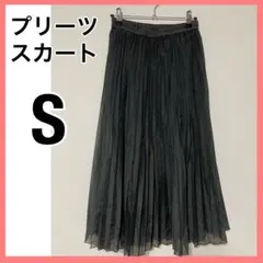 GU シフォンプリーツスカート プリーツスカート ロングスカート 黒 ブラック