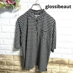 glossibeaut ５部袖ヘンリーネックシャツ 黒白チェック