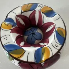花柄陶器灰皿 スペイン製の手描きセラミック灰皿