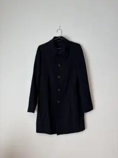 ネイビー ボタン付きロングコート