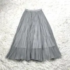 【美品】アンタイトル 洗える シアープリーツスカート グレー サイズ1